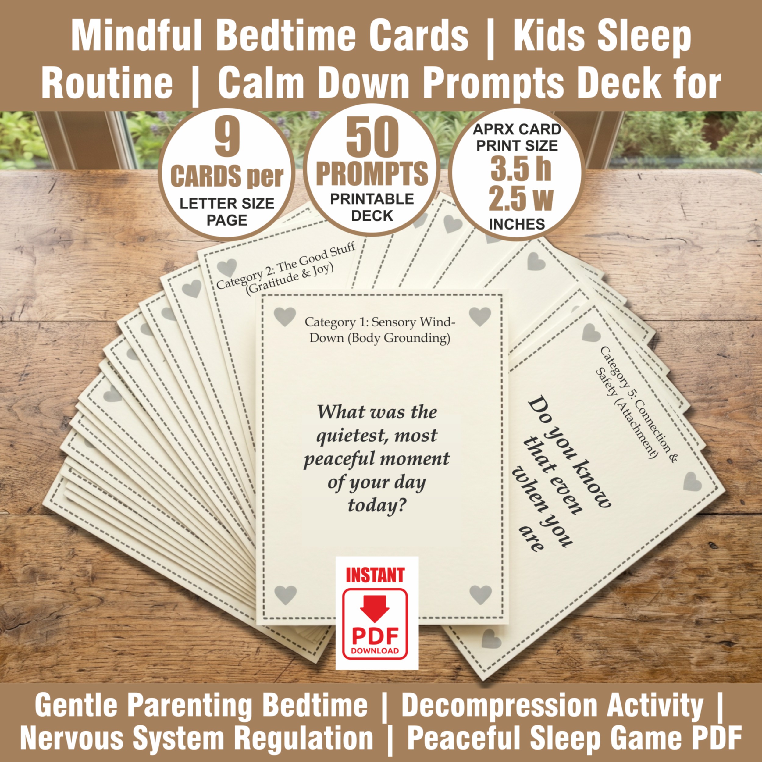 Mindful Bedtime Cards | Kids Sleep Routine | Calm Down Prompts Deck for Toddlers